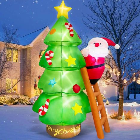 Sapin de Noël gonflable de 2,13 m avec Père Noël pour décoration extérieure – Décoration de Noël gonflable, amusante et étanche, avec lumières LED intégrées pour jardin, terrasse et fêtes en intérieur (1/5)