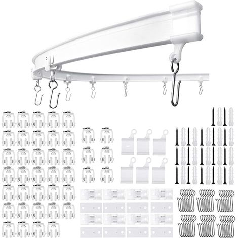 Flexible Ceiling Curtain Rail 5m Curved Curtain Rail with Silent Rollers Folding Bracket for Shower Bay Window Room Divider (1/5)