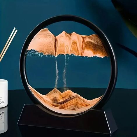 Sablier 3D à sable flottant avec LED – Décoration lumineuse or rose – Lampe de nuit et art du sable – Effet apaisant (1/5)