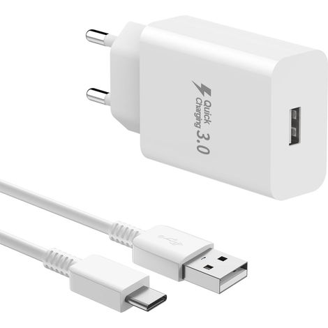 Chargeur USB-C Rapide 25W pour Samsung Galaxy A14 A13 A12 4G/5G, S10 S9 S8, A04S A20e A21S A23 A32 A33 A40 A41 A50 A51 A53, Câble Secteur AVCE 1.5m Super Charge (1/5)