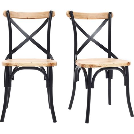 Sillas industriales en metal negro y madera (lote de 2) JAKE (1/4)
