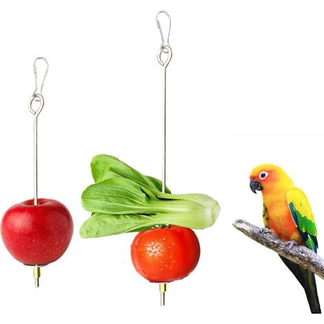 Set mit 2 Vogelfutterhäuschen für Gemüse mit Obstspießen aus Edelstahl