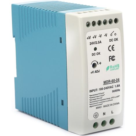 Alimentation industrielle 60W 24V DC sur rail DIN MDR-60-24 (1/4)