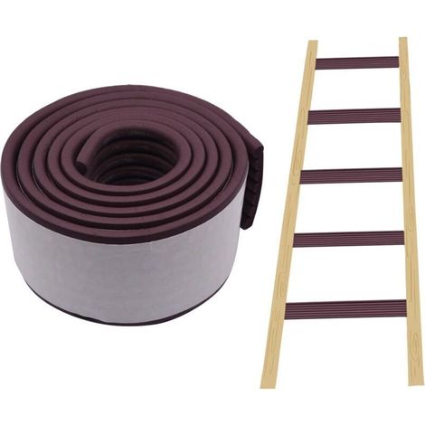 Tapis de protection souple pour échelle de lit superposé, 2 m, adhésif puissant - Largeur : 80 mm - Protection de marche - Confortable pour les pieds - Marron