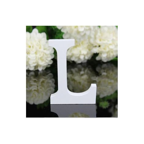 LETTERA "L" IN LEGNO BIANCO 12CM ALFABETO MATRIMONI COMPLEANNI DECORAZIONI FESTA
