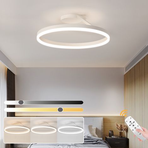 Plafonnier LED à intensité variable avec télécommande, lustre LED moderne, plafonnier rond de 30 cm, 3 températures de couleur (3000 K-6000 K), blanc (1/5)