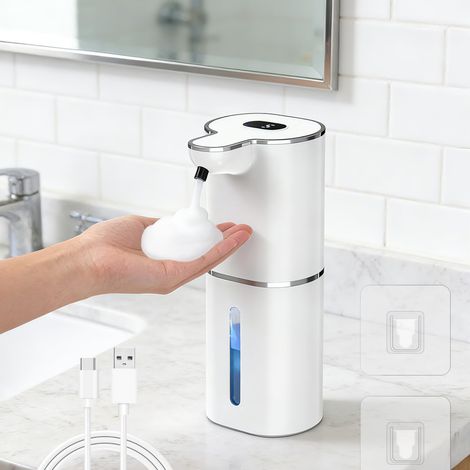 Distributeur de savon automatique 380 ml - Distributeur de savon mousse électrique à montage mural - Rechargeable par USB - Distributeur de savon sans contact - Étanchéité IPX5 (1/5)