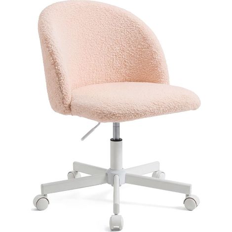 Silla de escritorio tapizada en borreguito 76-89,5 cm Candy Rosa Empolvado 47cm (ancho) x 76-89,5cm (alto) (1/5)