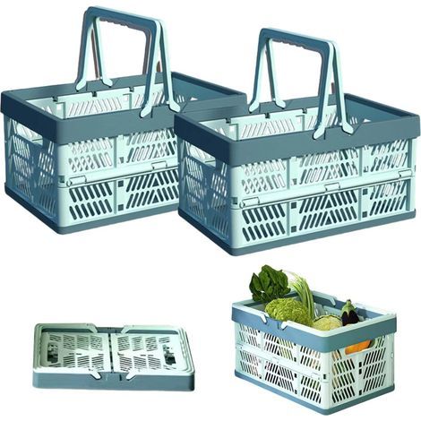 (30x20x16cm)2 pièces Caisse Rangement Pliables avec Poignée, Boîtes de Rangement Pliables Boîtes, Pliantes en Plastique pour Cuisine, pour le rangement à la maison, les collations, le camping, la sall (1/5)