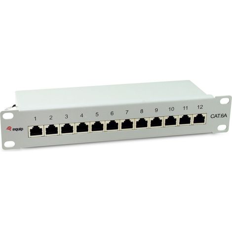 Equip Patchpanel 12x RJ45 Cat6A 10` FTP 1HE Premium hellgrau