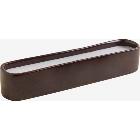 – Bougie décorative céramique Kilwa – Marron chocolat – 4 mèches en coton – Durée de combustion jusqu'à 10 heures – Dimensions 5x28x6 cm (1/5)