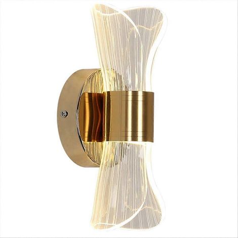 Applique murale en acrylique doré, lampe décorative LED avec 3 options de température de couleur, idéale pour un couloir ou une table de chevet. (1/5)