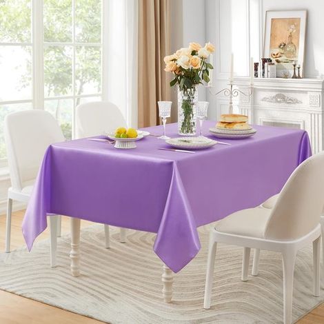 Mantel, Mantel de satén, Mantel rectangular suave y sedoso, Mantel morado, Mantel de poliéster, 60 x 84 pulgadas, Morado (1/5)