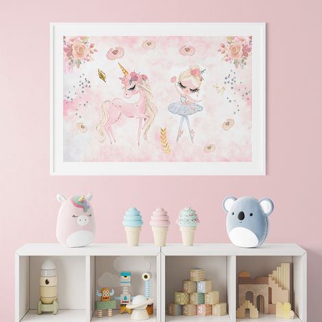 Poster / Affiche enfants - Danseuse et licorne - 50x75 cm (1/3)