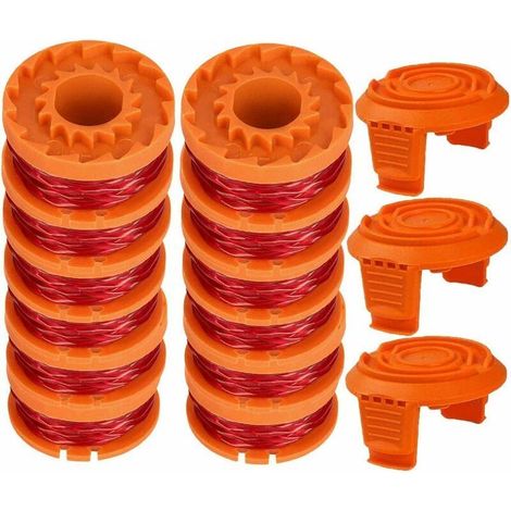 WA0010 Bobina di ricambio da 0,065 per decespugliatore Worx WG154 WG163 WG160 WG180 WG175 WG155 WG151 (12 bobine + 3 cappucci)