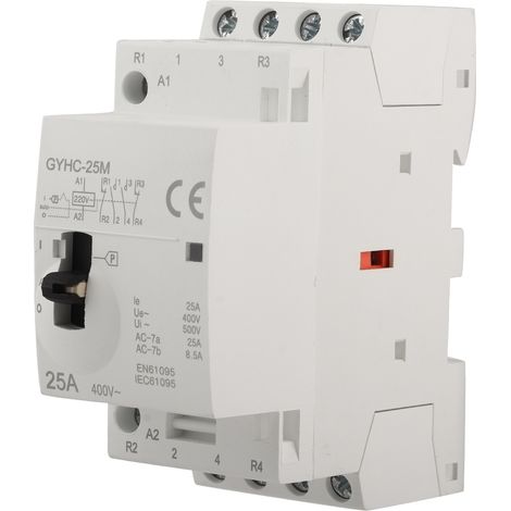 CHICIRIS 4p 25a 220 V 50 Hz DIN GAIL AC AC ACHORN HOMES con interruttore di controllo manuale - Risparmio energetico e silenzioso per uso domestico (2NO2NC)