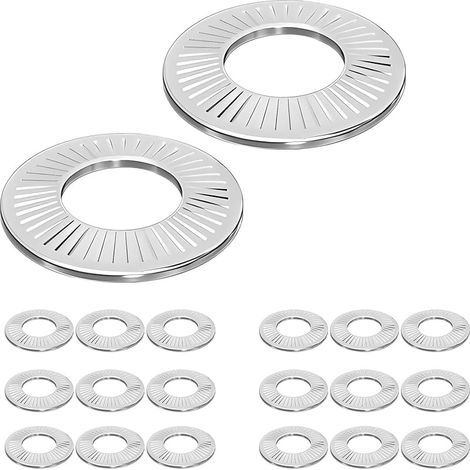 20 Pièces Rondelles de Verrouillage, Rondelles Plates Inoxydable, M10 Rondelles à Ressort Moletées Coniques, Rondelles Pour Boulons et Écrous (1/5)