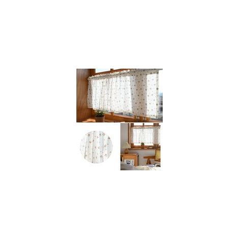 1 pièce rideau en maille pur coton floral rideau blanc rideau de bistro style maison de campagne rideau de cuisine court largeur 60 hauteur 45 cm (1/5)