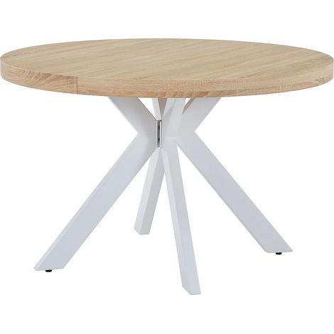 Tavolo da pranzo allungabile da 4 a 8 coperti in MDF e Acciaio Naturale chiaro e bianco - KOMONI
