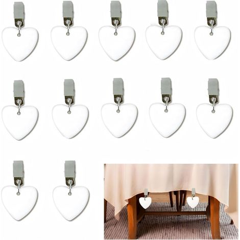 CCYKXA Set mit 12 herzförmigen Tischdeckenbeschwerern aus Naturstein – Tischdeckenhalter – Für den Außenbereich – Mit Stahlclips – Für Familie, Partys, Hochzeiten, Gärten, Picknicks (1/5)