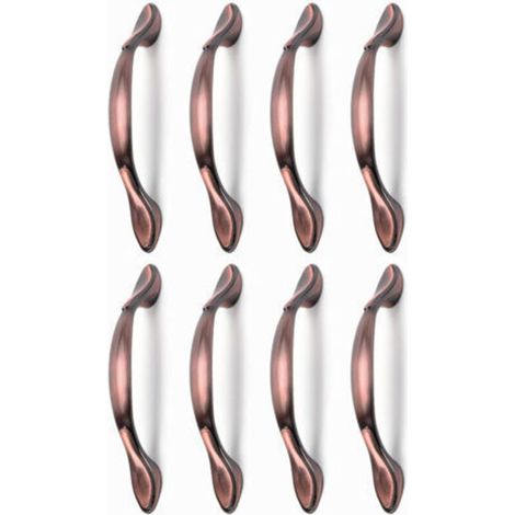8 pcs Vintage Poignées de Porte de Meubles, Poignées d’Armoire Vintage en Forme d’Arc Poignée Tirer Meubles (Entraxe des trous 96 mm, bronze rouge) (1/5)