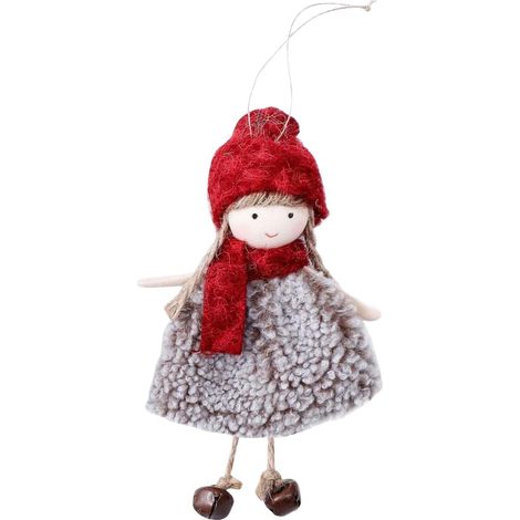 Décorations d'anges, poupée d'ange en peluche avec chapeau rouge, décorations pour sapin de Noël (1/5)