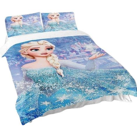 Parure de lit enfant La Reine des Neiges, taille Queen, motif Elsa, avec taie d'oreiller 260 x 220 cm (1/5)
