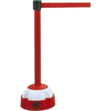 PVC-Signalpfosten auf Sockel, Balise mit roter und weißer Kopfband, 07