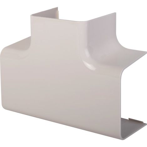Té de dérivation en plastique rigide beige – Largeur goulotte 110 mm – Pour systèmes de goulottes électriques – Esthétique soignée (1/3)
