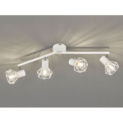 LED Deckenstrahler Weiß 4-flammig, Gitterlampe schwenkbar, Breite 60cm (1/5)