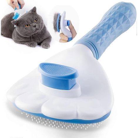 Brosse autonettoyante pour chiens et chats, idéale pour le toilettage et le démêlage des poils, pour les chats à poils courts et longs. (1/4)