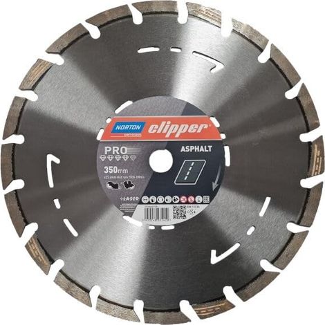 NORTON CLIPPER Disco de diamante Pro Asphalt II, diámetro de 450 mm, orificio de 25,4 mm, segmento (H/B) 12/3,2 mm 70184631583