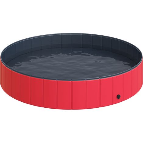 Piscine pliable pour chiens Ø160x30 cm PVC antiglisse rouge