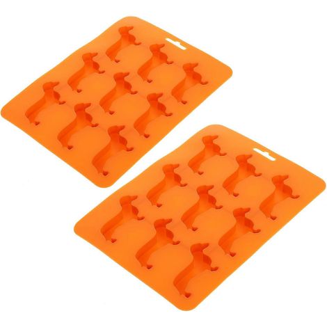 Moules à glaçons en silicone en forme de chien, 2 pièces par paquet, 9 compartiments, marron (1/5)