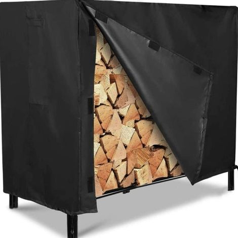 Funda para leñera y para almacenar leña al aire libre, impermeable – 244 x 61 x 107 cm – Negra (1/5)
