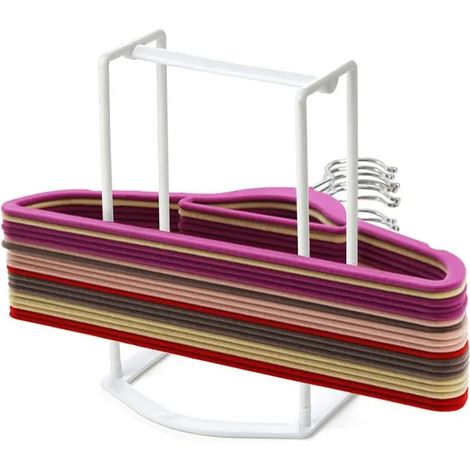 Support Organisateur De Cintres Empilable, Modèle 9,5" Blanc, Porte-Cintres Portable 30+, Rangement Buanderie/Dressing (1/5)
