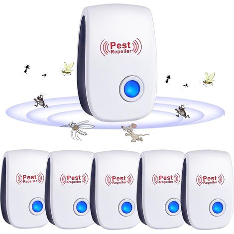 Ultrasonic Rodent and Insect Repellent, 6 pcs Ultrasonic Mosquito Repellent for Mice, Rats, Ants, Spiders, and Mosquitoes, Indoor Electronic Insect Repellent for Mice, Rats, Ants, Spiders, and Mosquit (1/5)
