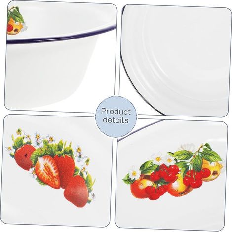 Set aus 2 Retro-Emailleschüsseln für Suppe und Reis, mit glatten und abgerundeten Kanten, ohne Grate. (1/3)