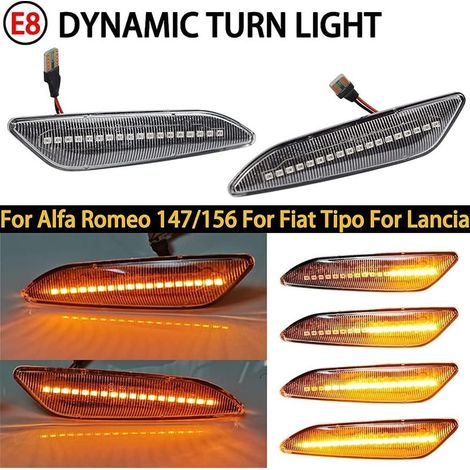 Lot de 2 clignotants latéraux à LED dynamiques pour Alfa Romeo 156 147 / Fiat Tipo/Lancia Delta 3 Ypsilon (Transparent) (1/5)