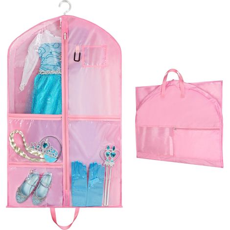 60 100CM Housses Vêtements,Housse Protection pour Vêtements anti Poussière Imperméables avec zip fente d'identification Suspendre Pliables Sac à Respirant pour danseurs les spectacles(Rose) (1/5)