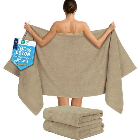 Serviettes de Sauna Lot de 2 80x200 cm, Serviette de Douche XL (1/5)
