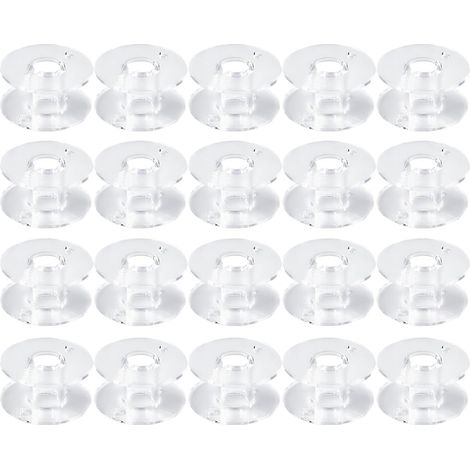 20 pièces Canette machine à coudre Bobines,pour Singer Brother Bermina Pfaff Janome Toyota Elna Chanteur,Transparent et Universel,Kunststoff Nähmaschine Spulen Zubehör Unterfadenspulen (1/5)
