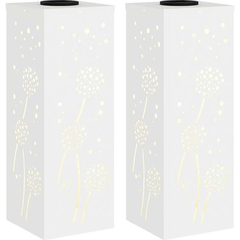 Set di 2 moderne luci solari per vialetto 18 x 18 x 50 cm illuminazione automatica da esterno in acciaio bianco 020052581