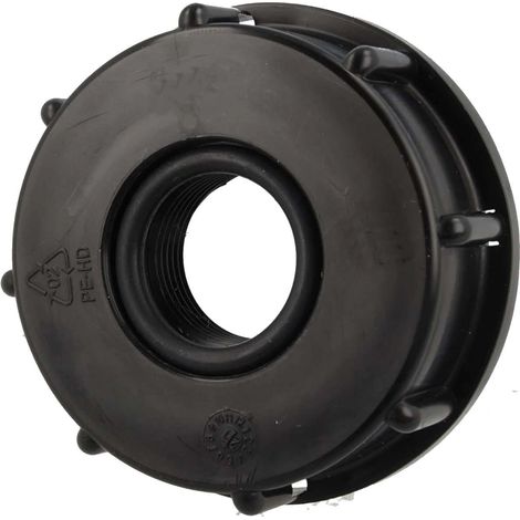 tecuro IBC Adapter Anschlusskappe mit Grobgewinde S60 x 6 und Innengewinde 1 Zoll, HDPE