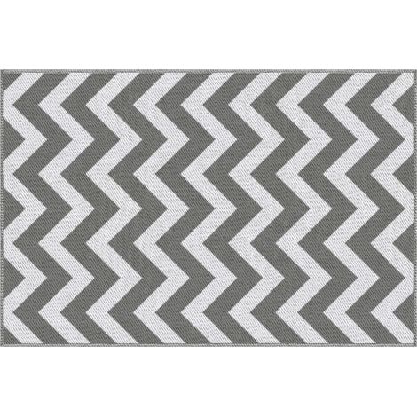 Tapis d'extérieur tapis imperméable en plastique 121x182cm, Gris clair+Blanc, pour balcon