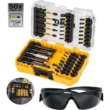 Dewalt 38 PC FLEXTORQ Screwdriver Impact Rated Bit Set Tough Case Safety Glasses (1/4)