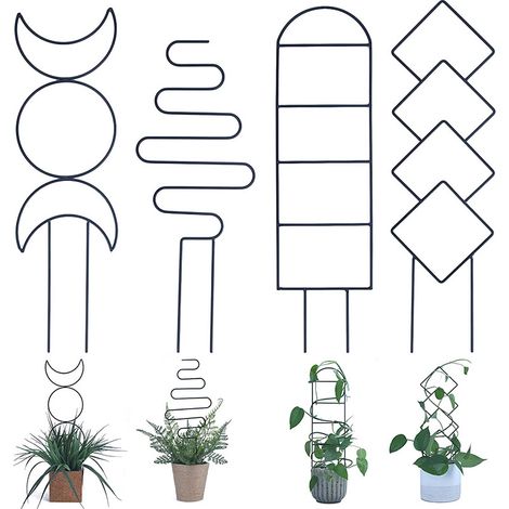 Treillis pour plantes grimpantes d'intérieur, paquet de 4, petit support pour plantes en pot, support pour plantes en pot d'intérieur (1/5)