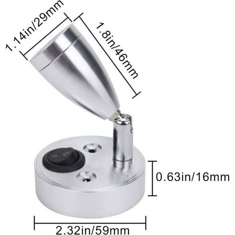 Lampada da lettura LED 12V regolabile in argento per caravan, camper e barche - Ideale per campeggio e interni (1/3)