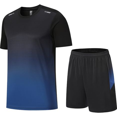Ensemble sport homme printemps été automne, tee-shirt manches courtes respirant running fitness, vêtement d'entraînement sec rapide, tenue athlétique 3 saisons.