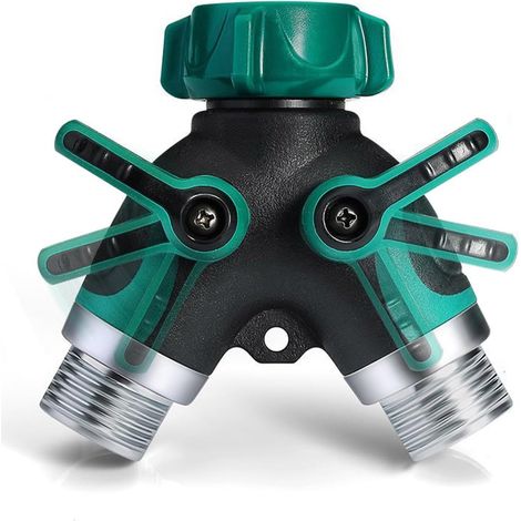 2-Wege-Verteiler mit Absperrventil, verstellbar, Gartenschlauchspender für Schlauchanschluss, Gartengeräteschläuche (1/5)
